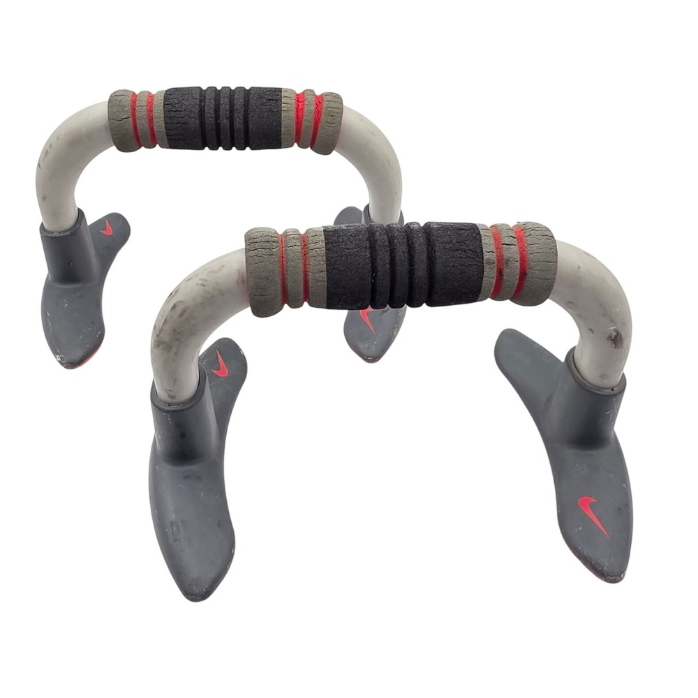 Nike Push Up Grips Pair Grey Red Black Foam Padded Workout Exercise Equipment N2